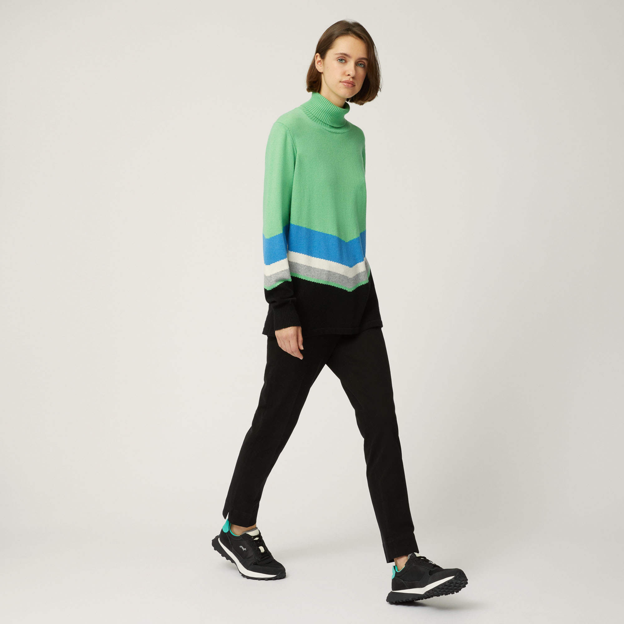 Ski Lounge Herringbone Pattern Turtleneck, Green, large image number 3