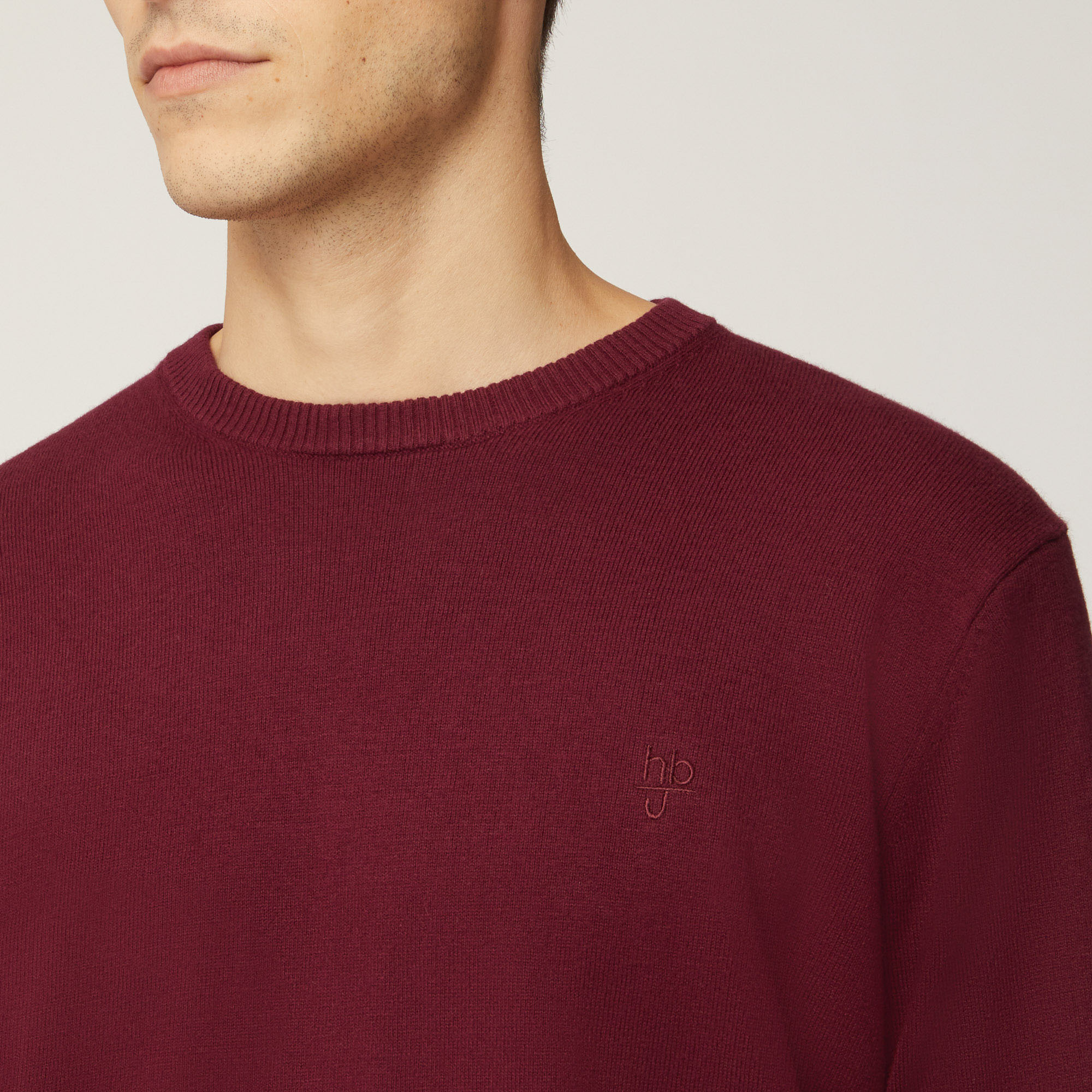 Pullover Girocollo Con Toppe Sui Gomiti, Rosso Scuro, large image number 2