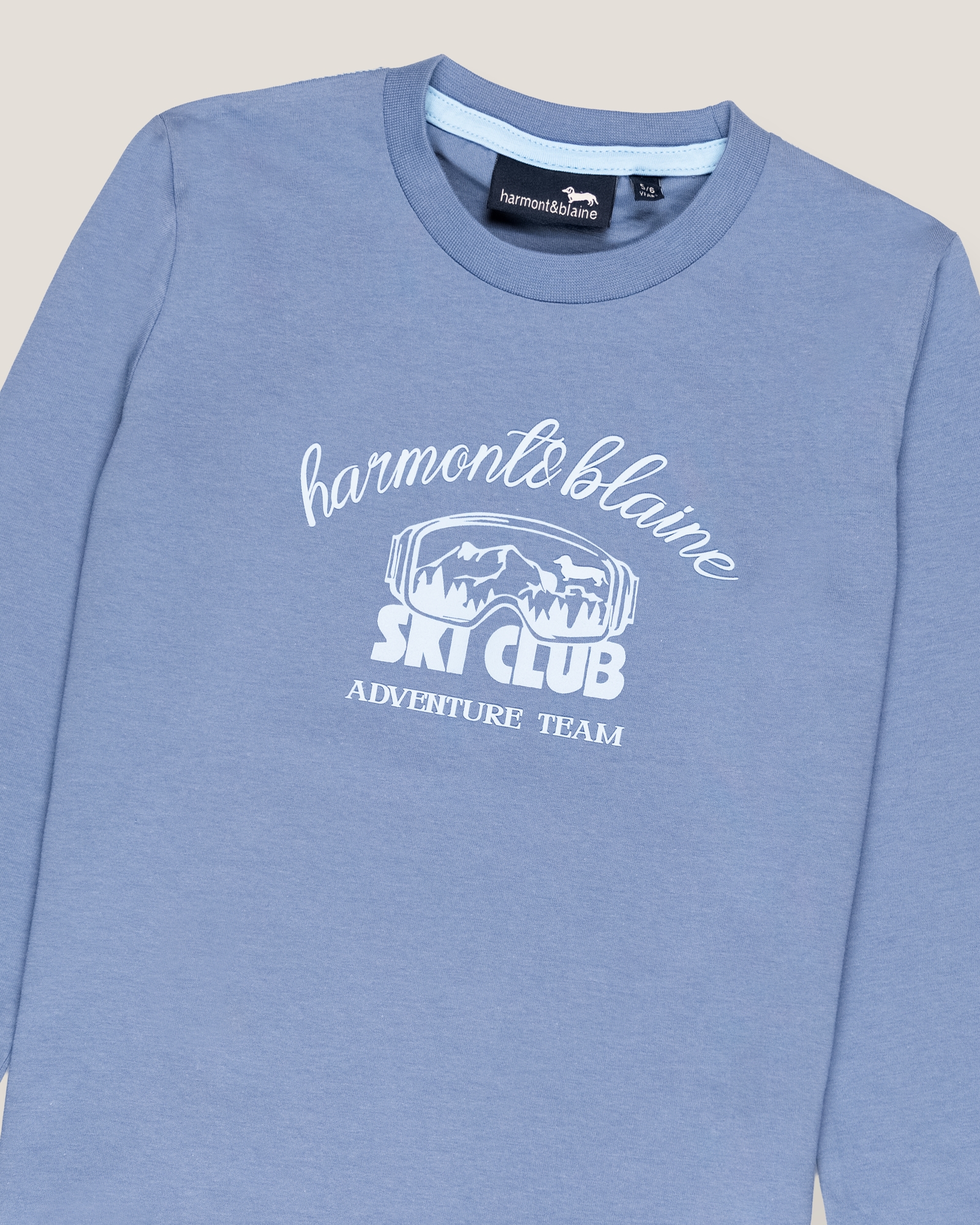 Long-sleeve t-shirt with high-density ski print, Powder Blue, large