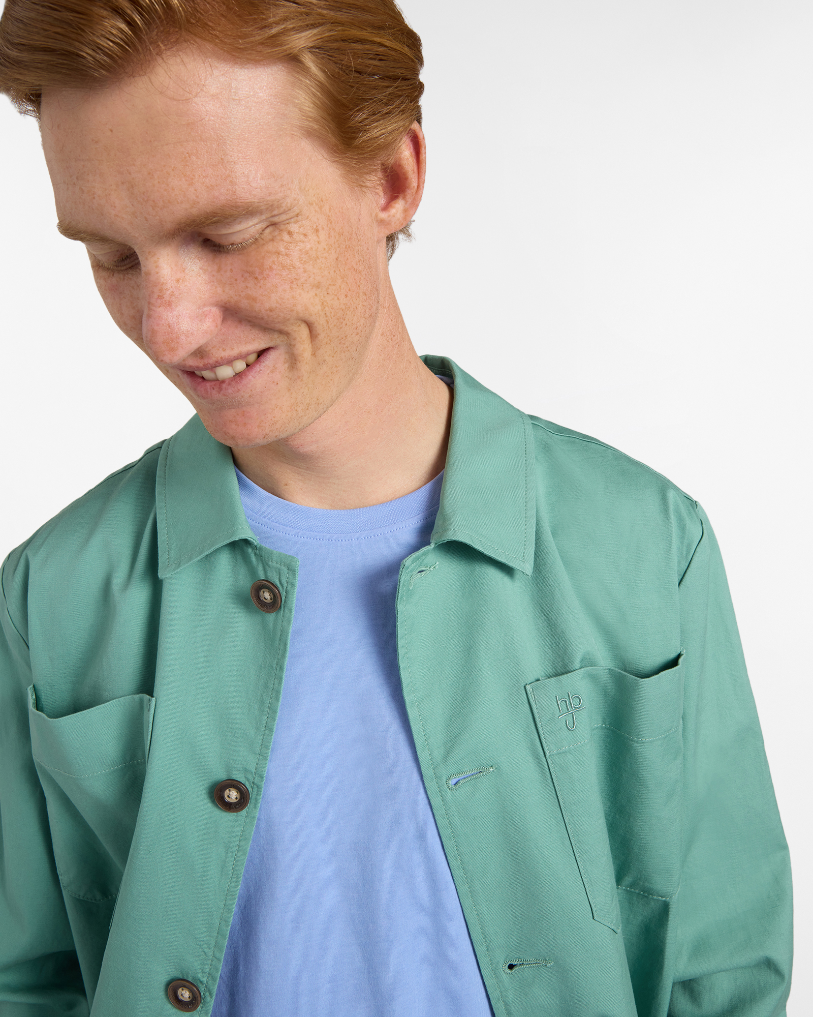 Overshirt Uomo in Tessuto Armaturato Leggero, Verde chiaro, large image number 2