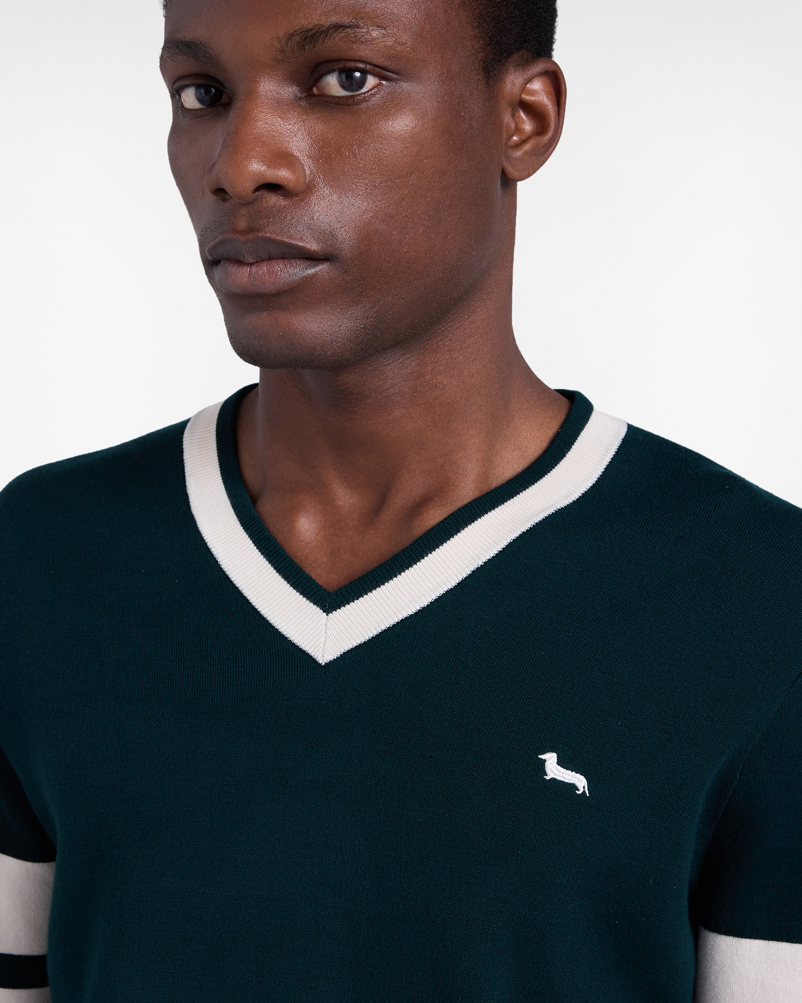 Jersey de hombre de estilo vintage con cuello de pico, Verde, large image number 2