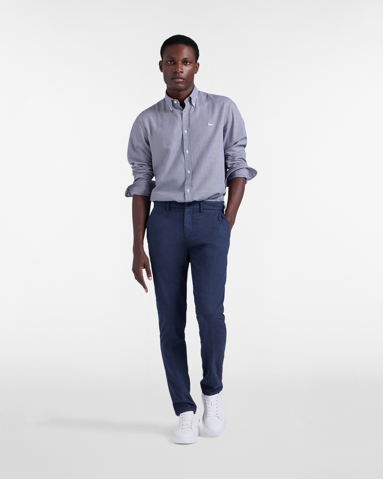Pantaloni Chino in Gabardine, Blu Navy, large image number 3