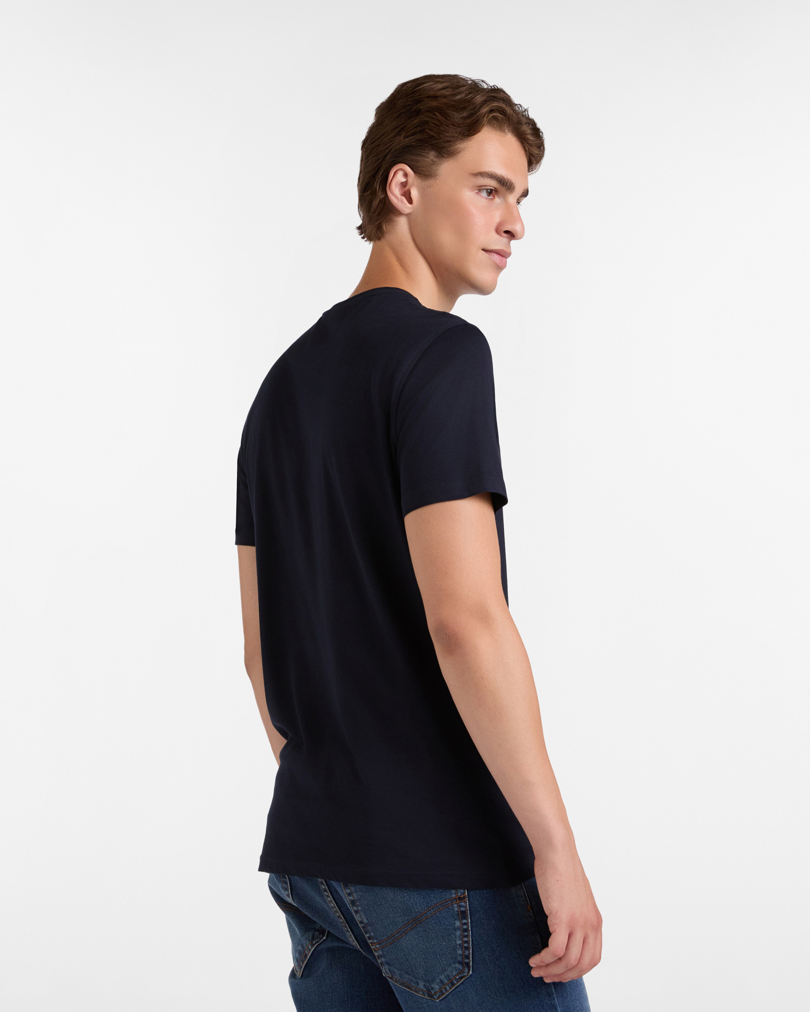 Essentials t shirt in plain coloured cotton, Blue, large image number 1