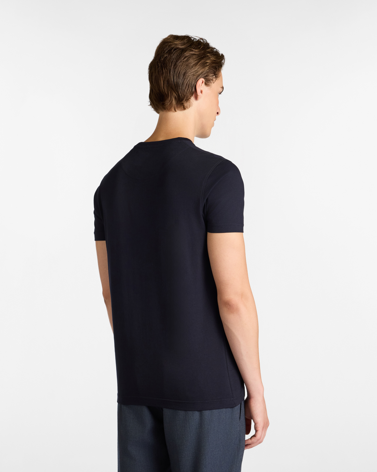 T-Shirt in Cotone con Logo Ricamato, Blu Scuro, large image number 1