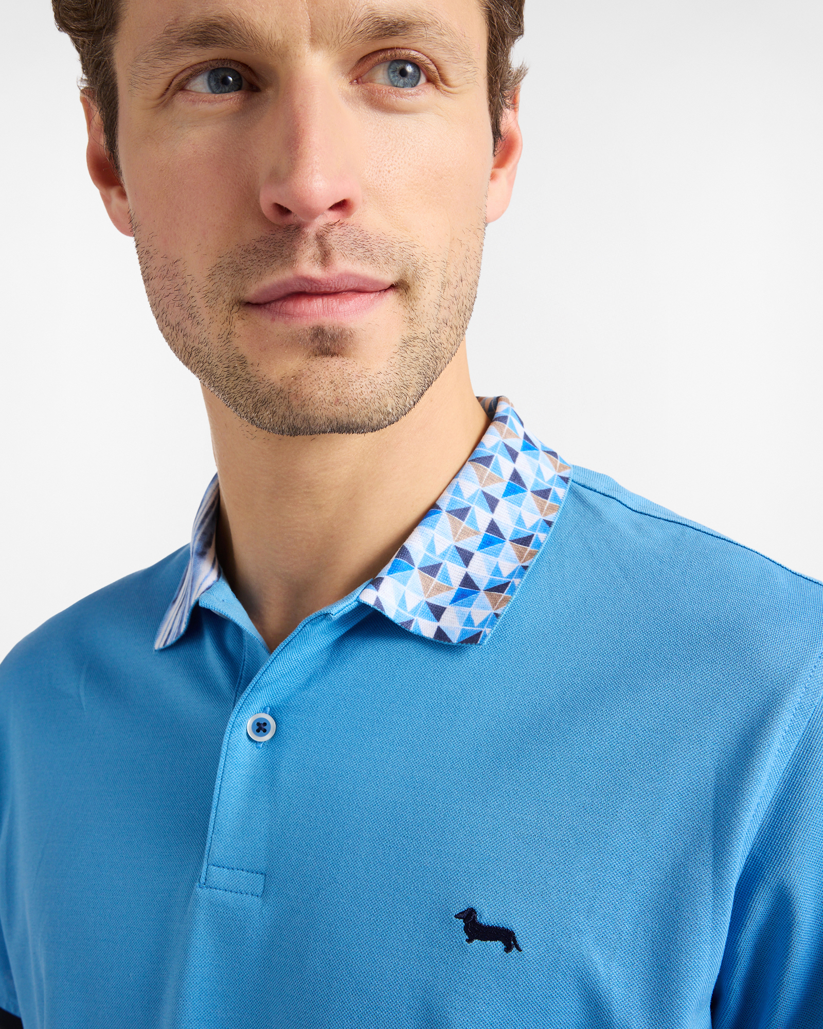Polo shirt with printed collar, Blue, large image number 2