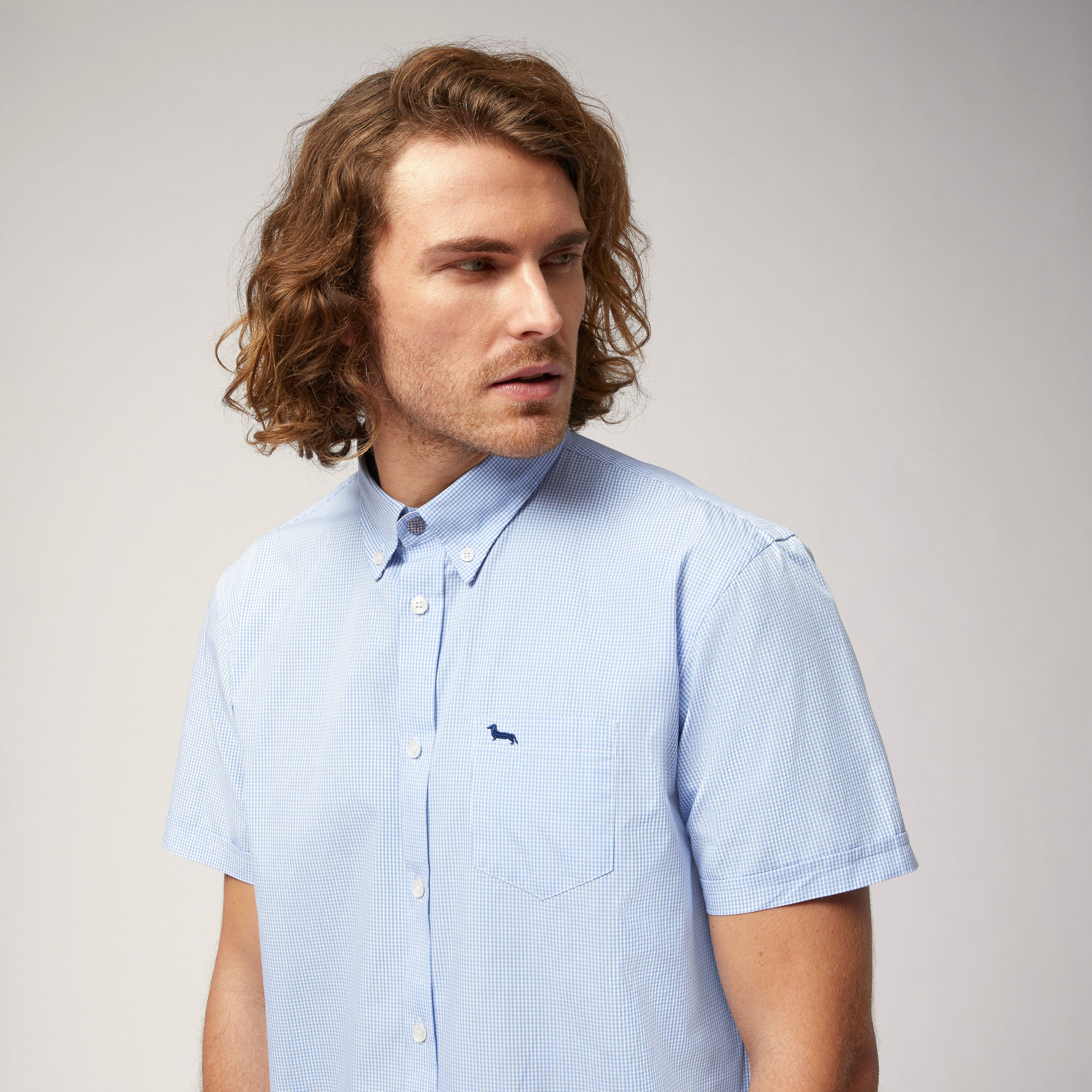 Organic Cotton Poplin Short-Sleeved Shirt, Sky Blue, large image number 2