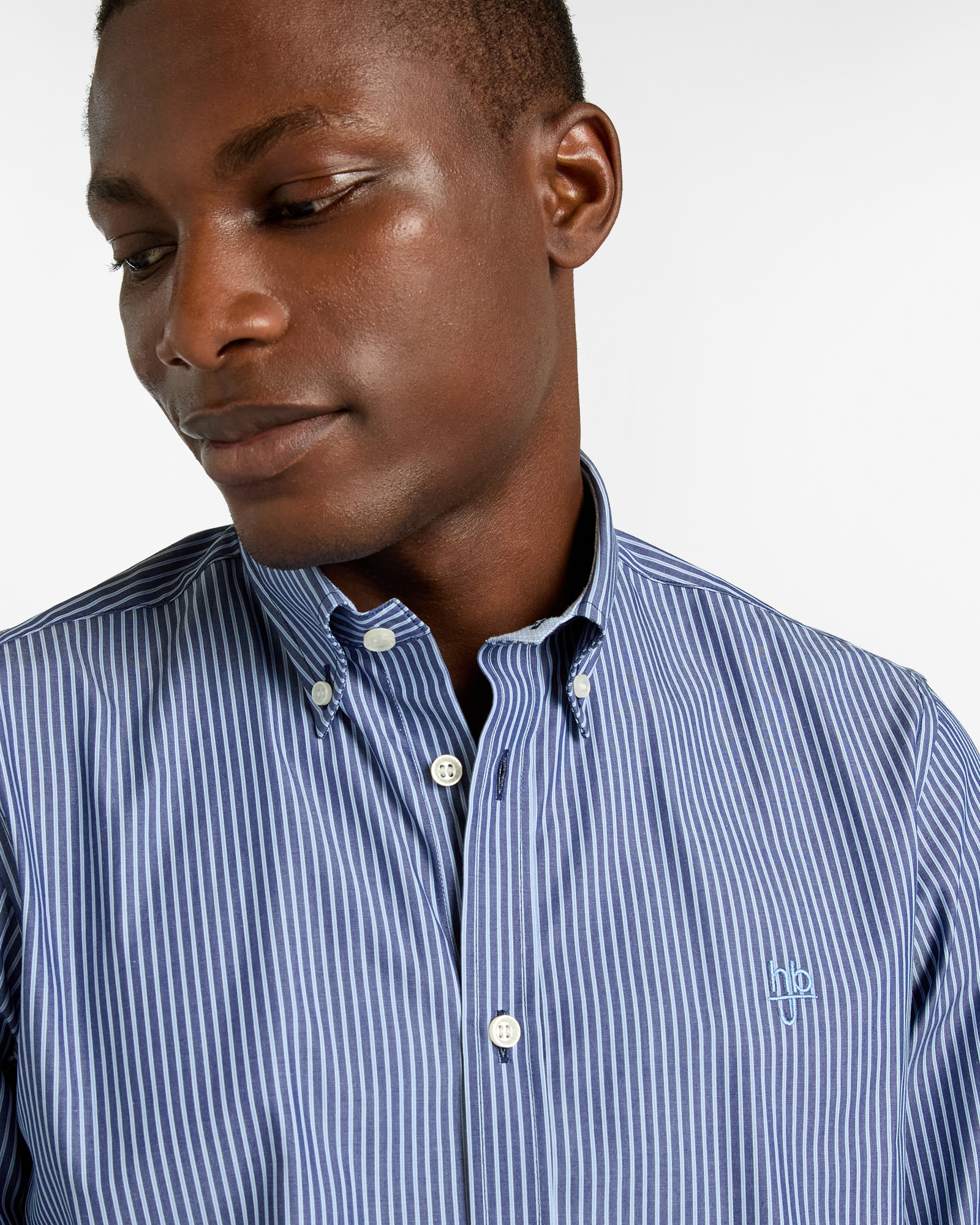 Striped Cotton Shirt, Dark Blue, large image number 2