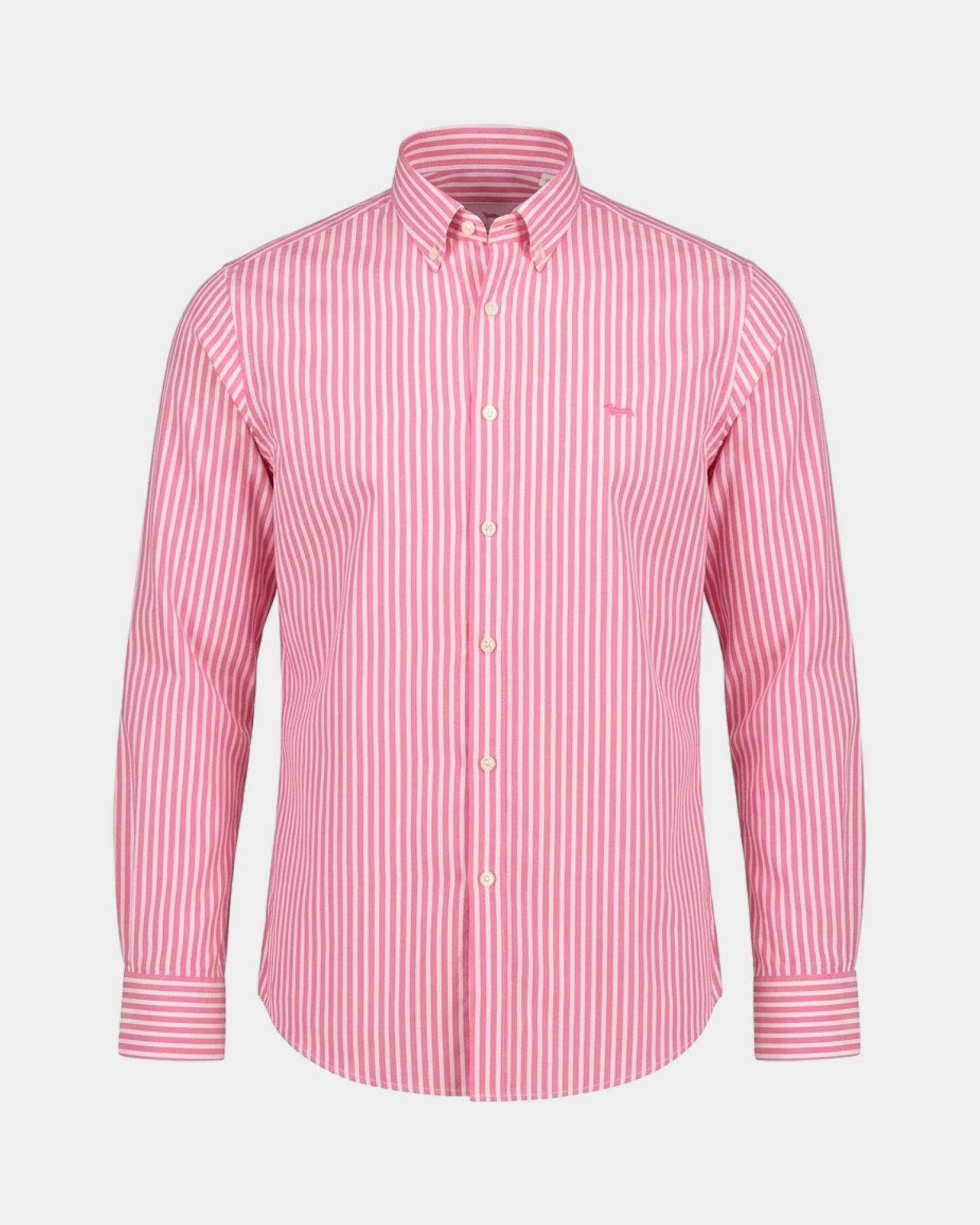 Men's regular-fit turquoise twill shirt with satin stripe, FUXIA, large
