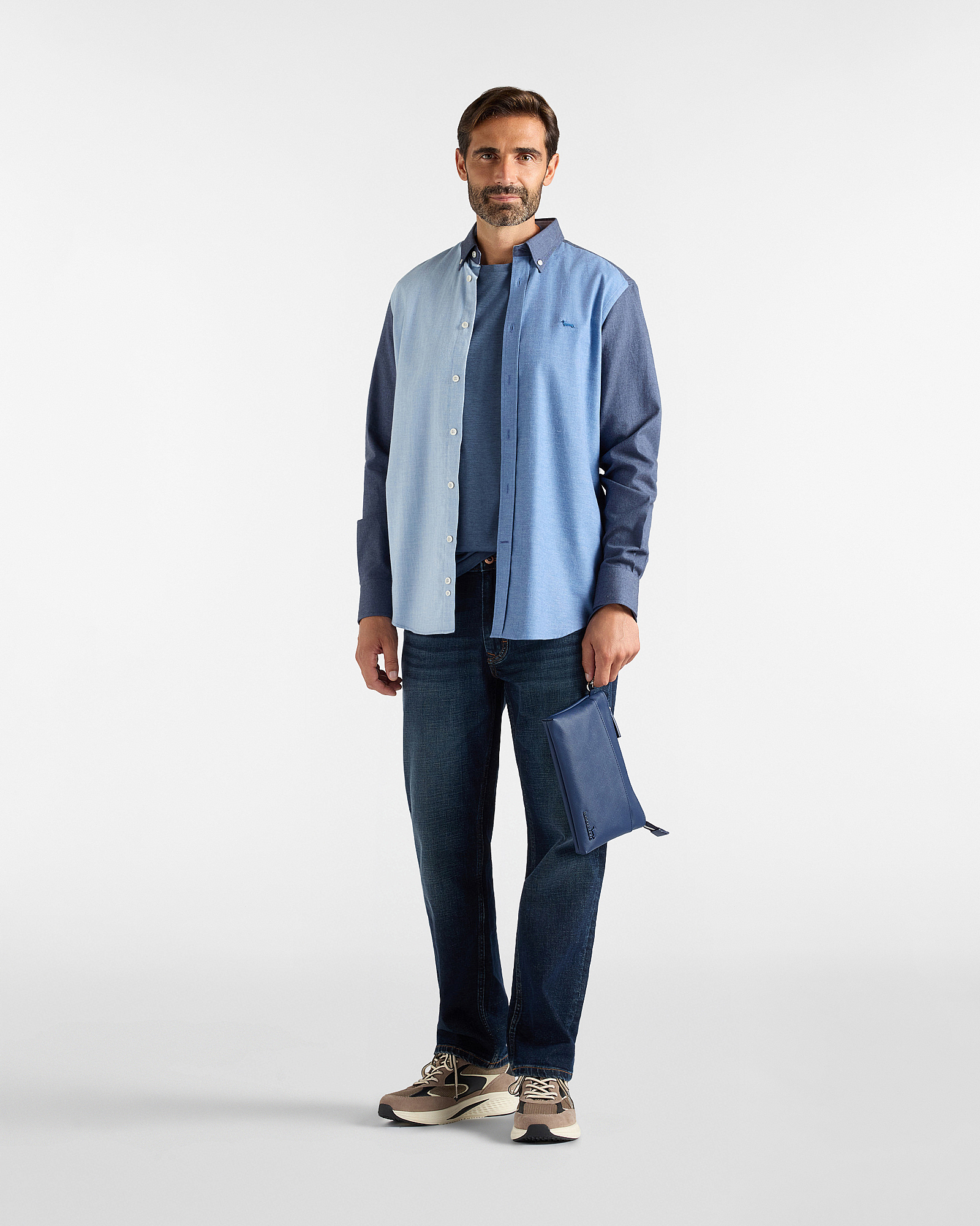 Men&rsquo;s Piazzetta shirt in cotton flannel, BLUE, large