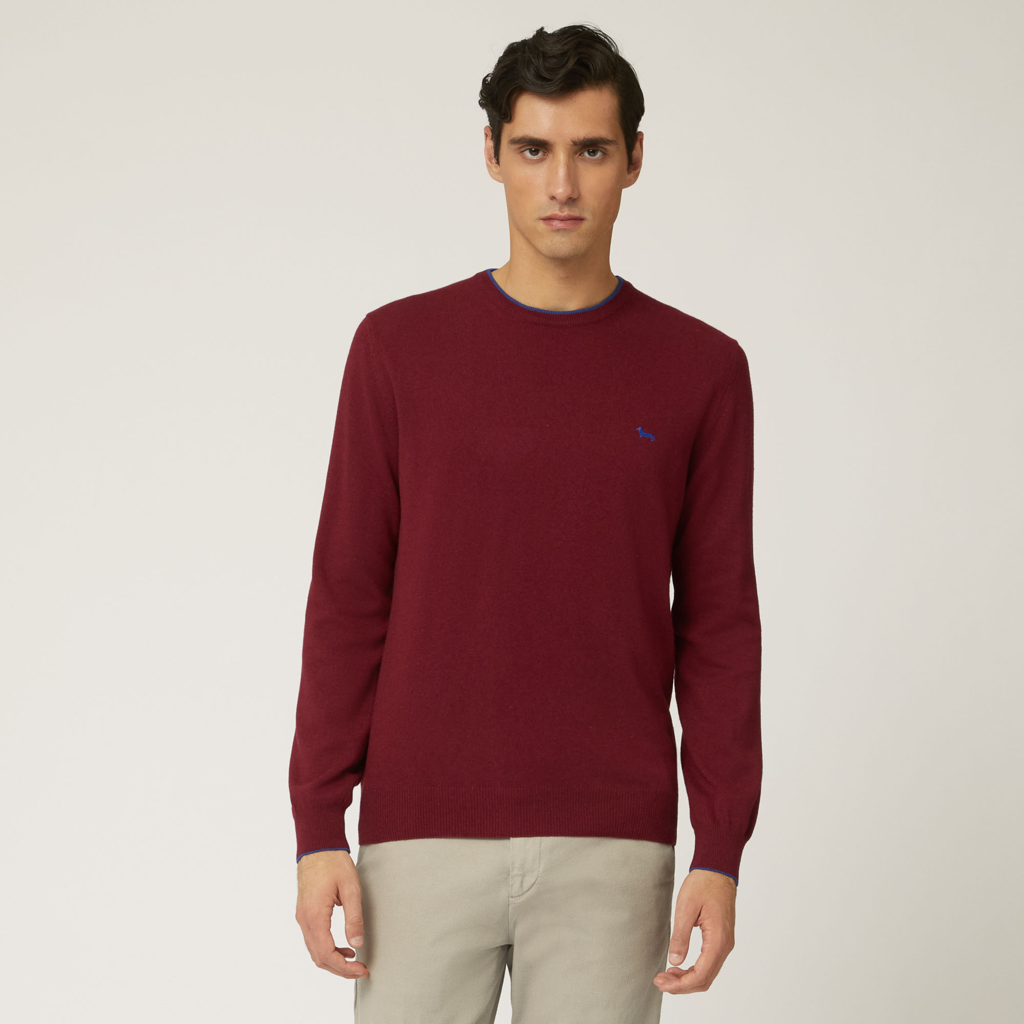 Pullover Girocollo In Lana E Viscosa, Viola, large image number 0