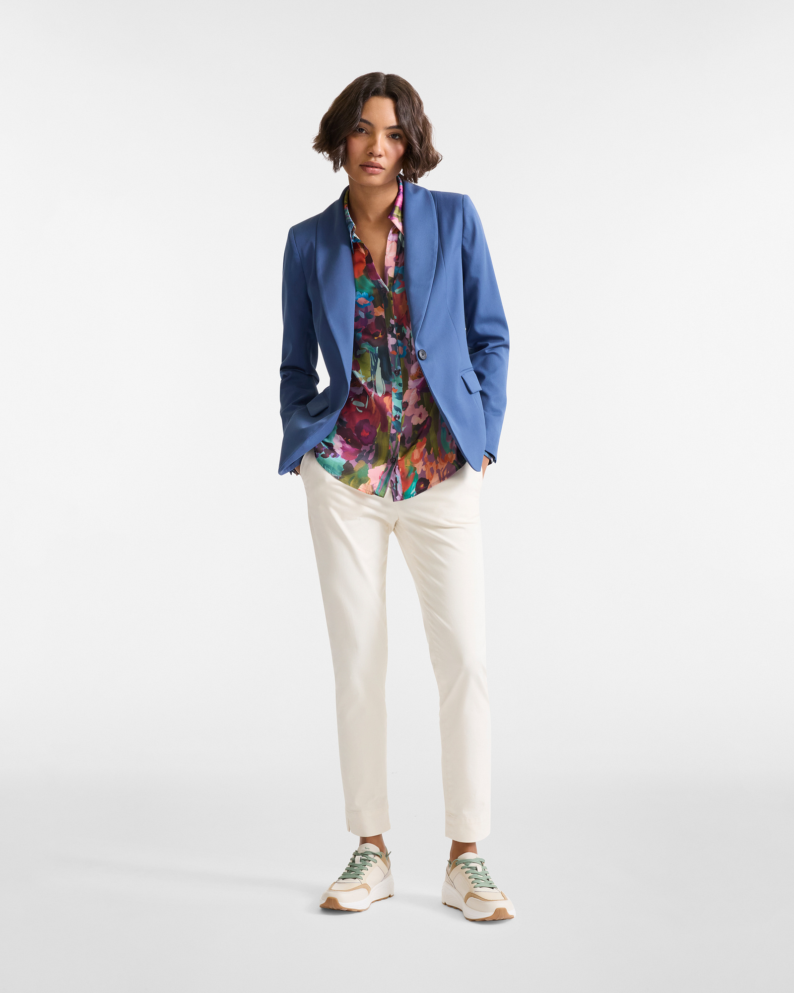 Single-Breasted Jacket In Fluid Fabric, Bluette, large image number 3