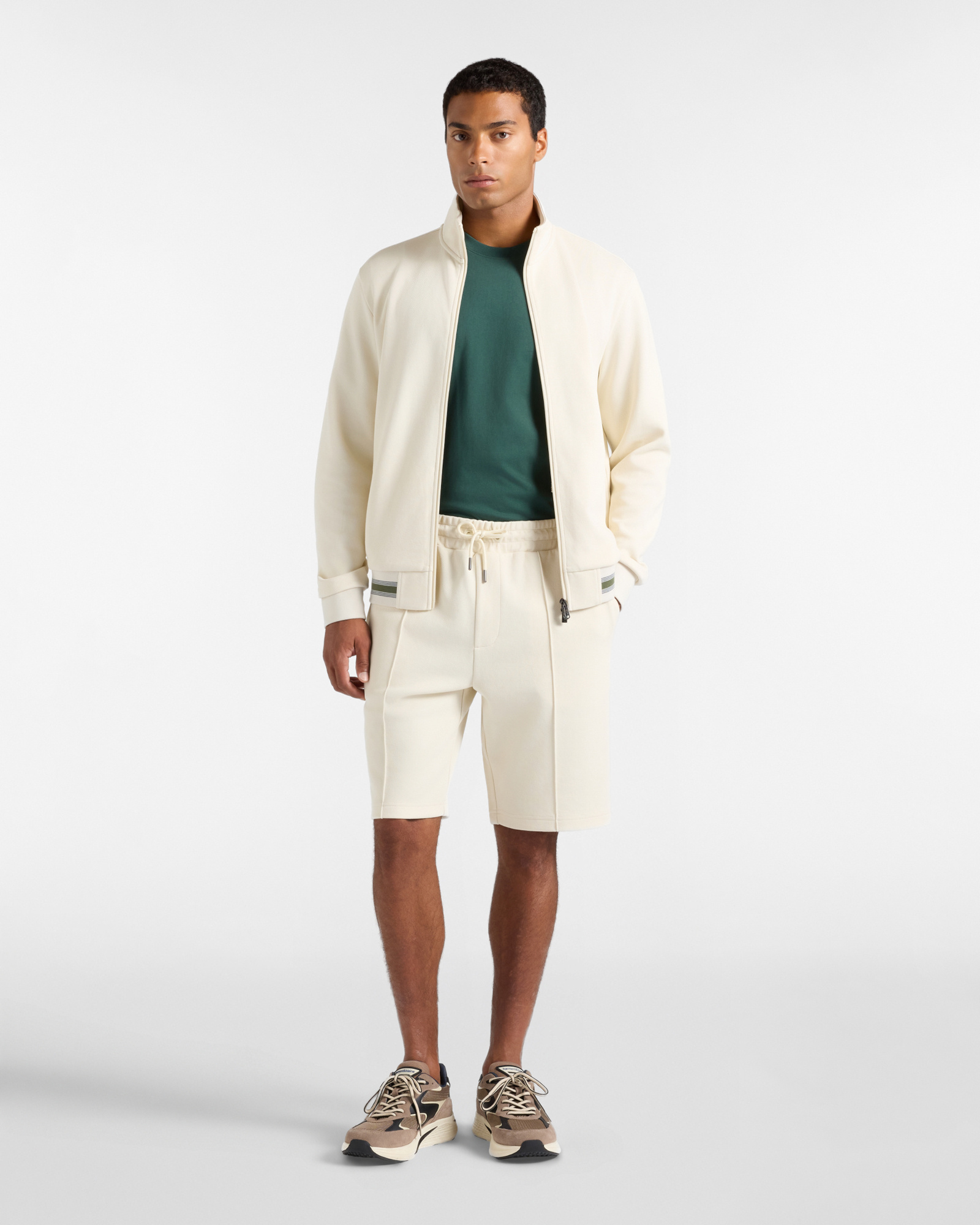 Men's  piqu&eacute; fleece shorts with elasticated waist, TAUPE, large image number 3