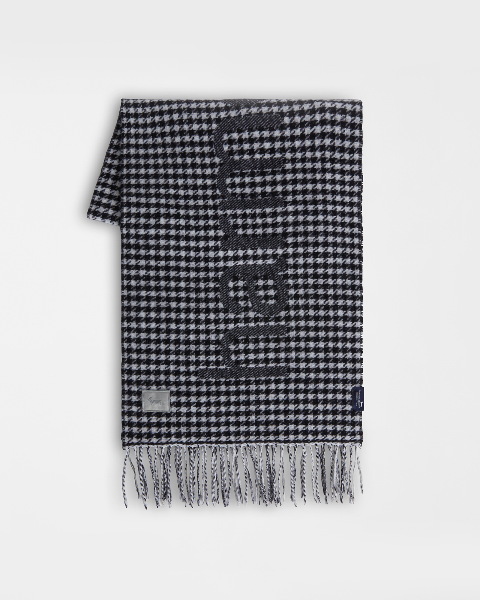 Patchwork striped print scarf, Blue, large