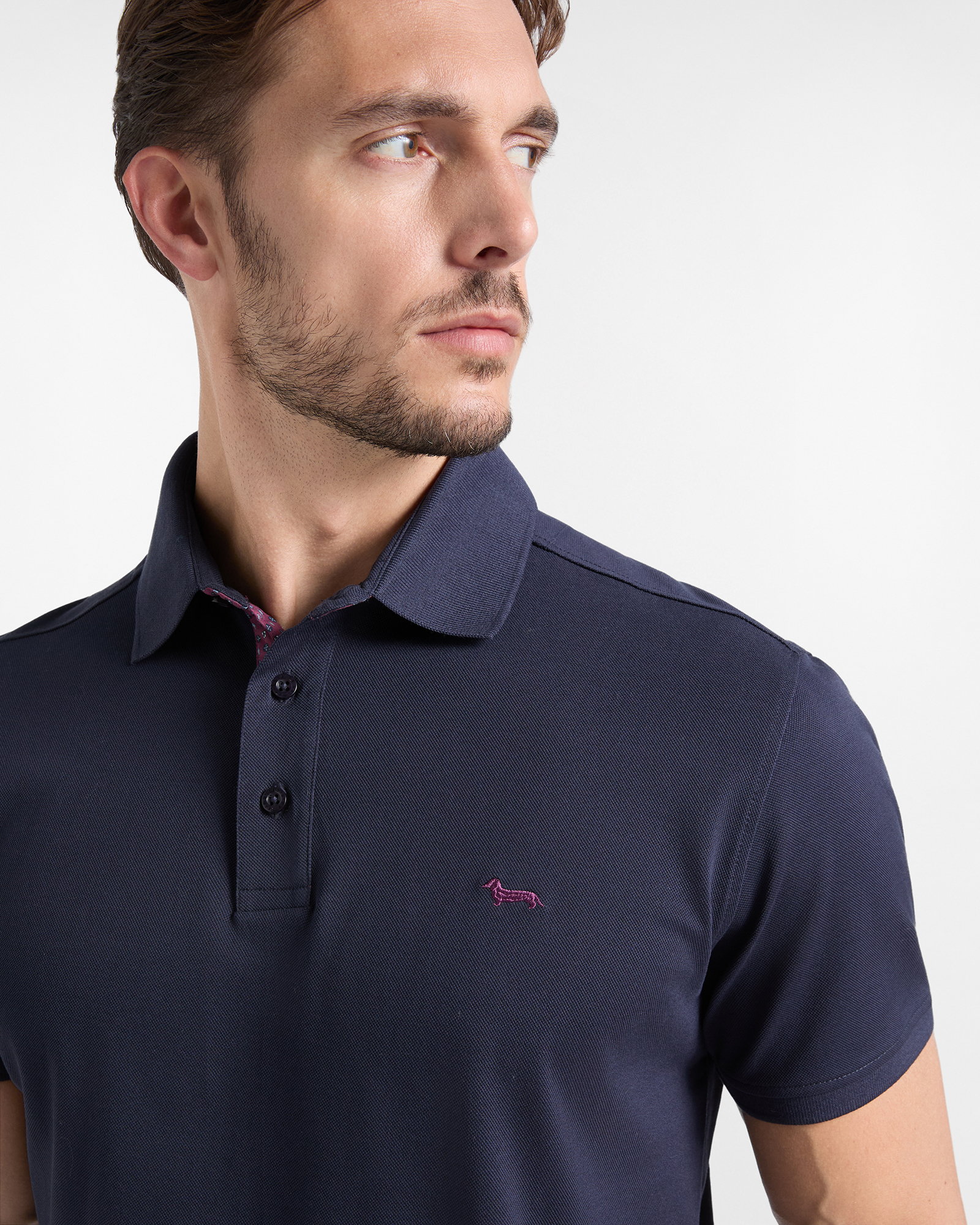 Men's short-sleeve 100% pure cotton piqu&eacute; polo shirt, NAVY BLUE, large image number 2
