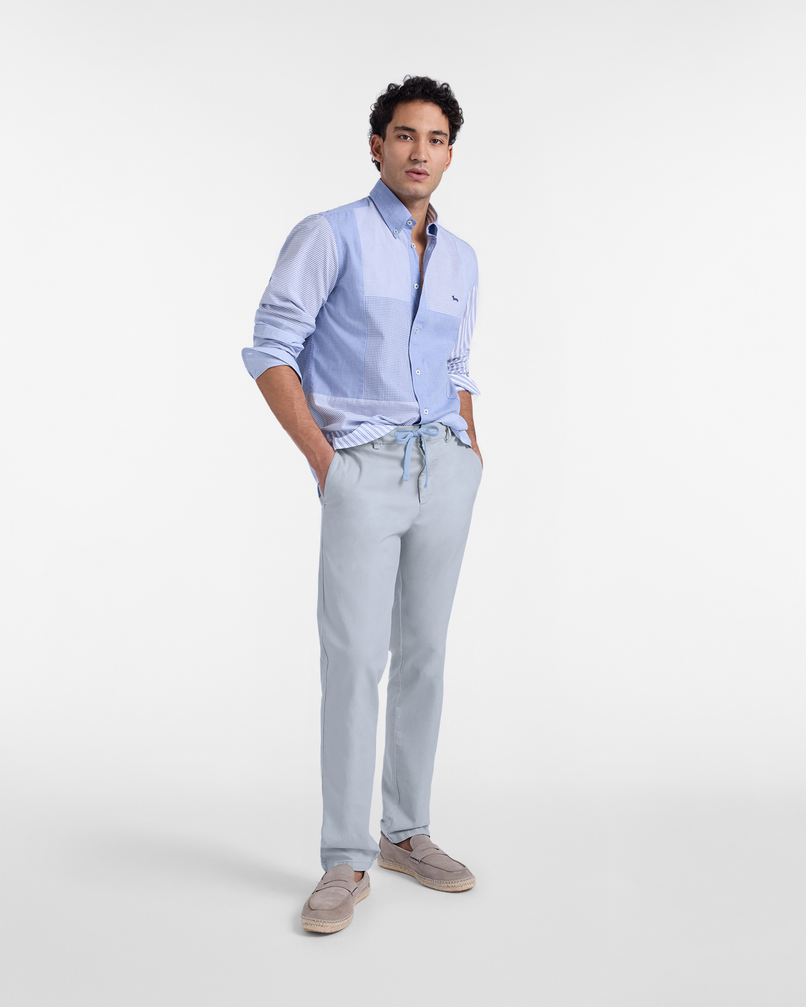 Pantalones jogger para hombre en algod&oacute;n, Azul, large image number 3