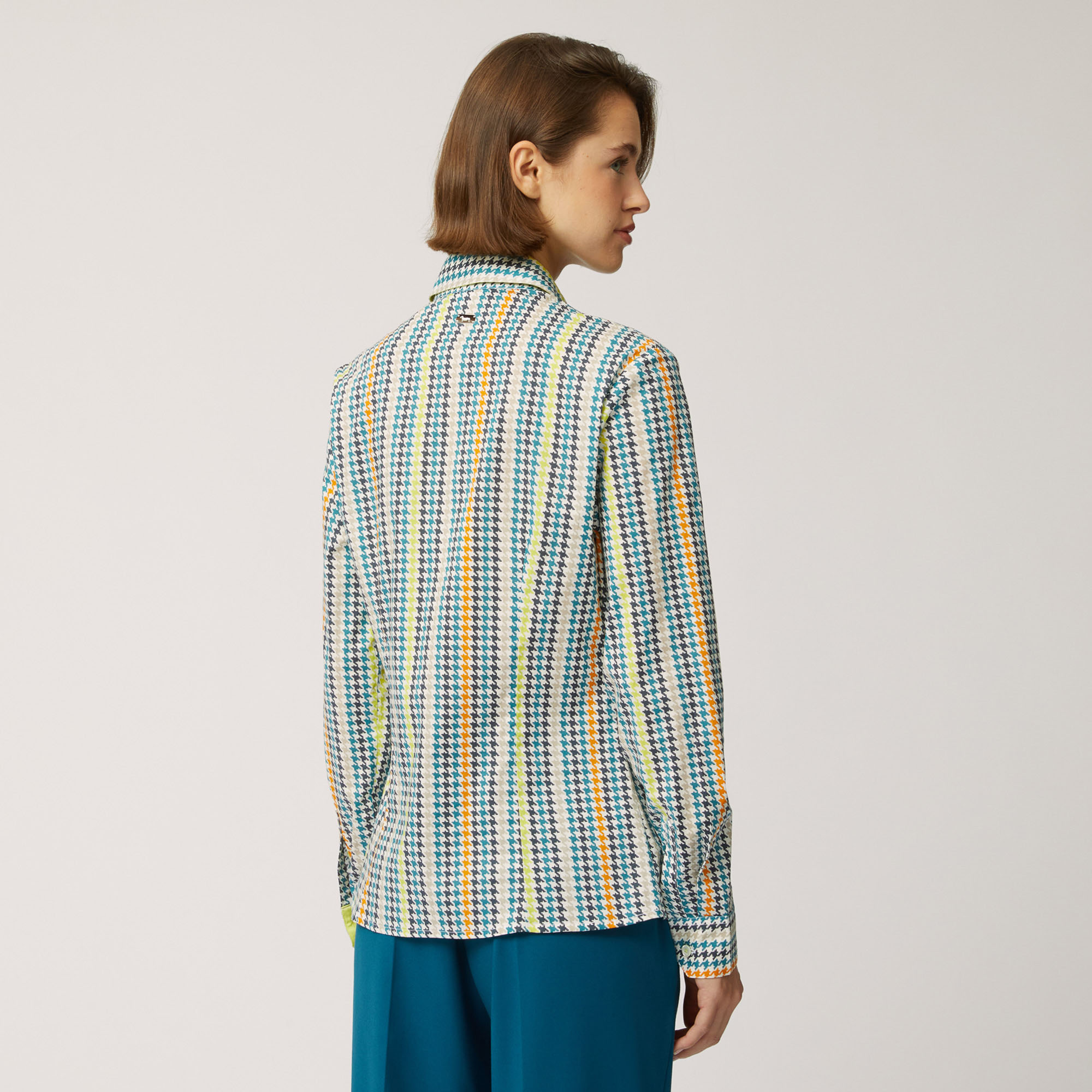Elevate Dutility Houndstooth Stretch Cotton Shirt, Blue, large image number 1