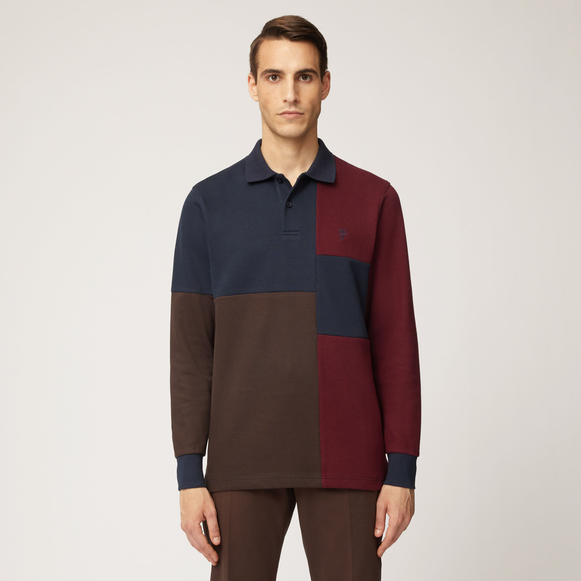 Polo Narrow Fit Effetto Color Block, Light Blue, large image number 0