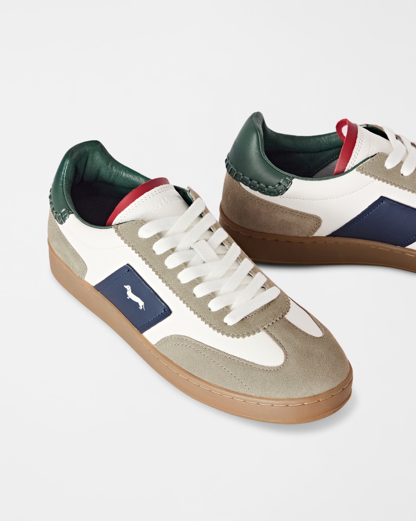 Men's Metropolis sneakers in leather and suede with colored sole, TAUPE - OFF-WHITE, large