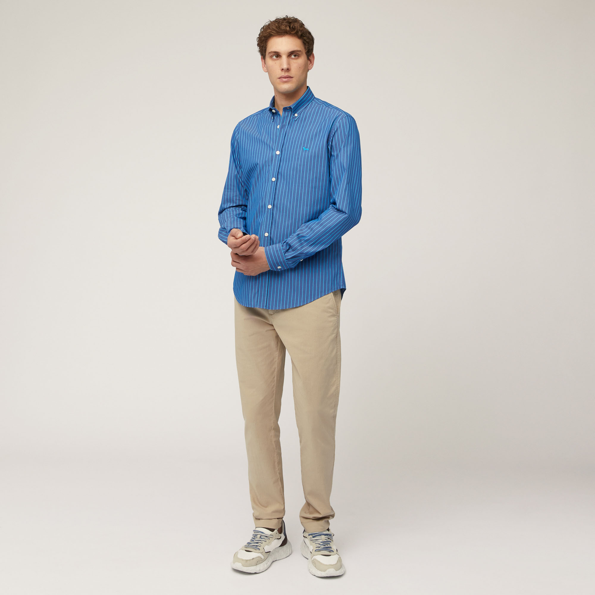 Camisa de sarga de algodón a rayas, Azul, large image number 3