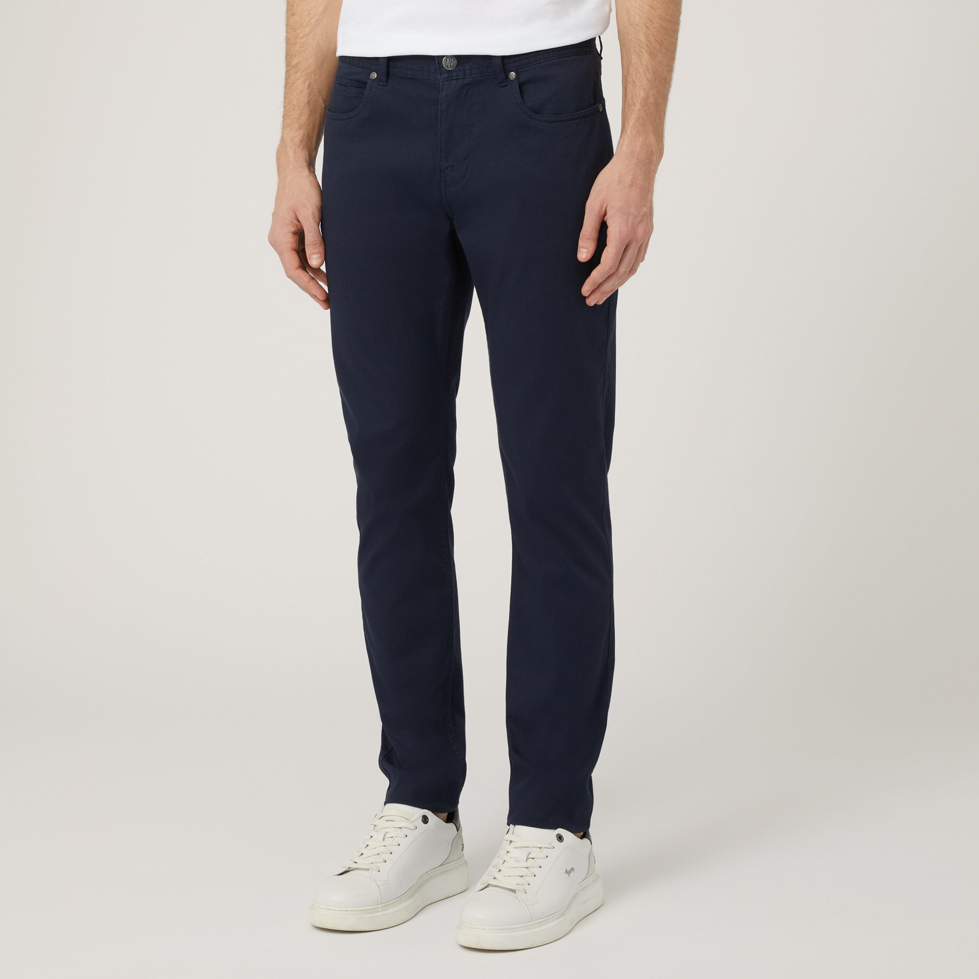 Pantaloni In Cotone Stretch, Light Blue, large