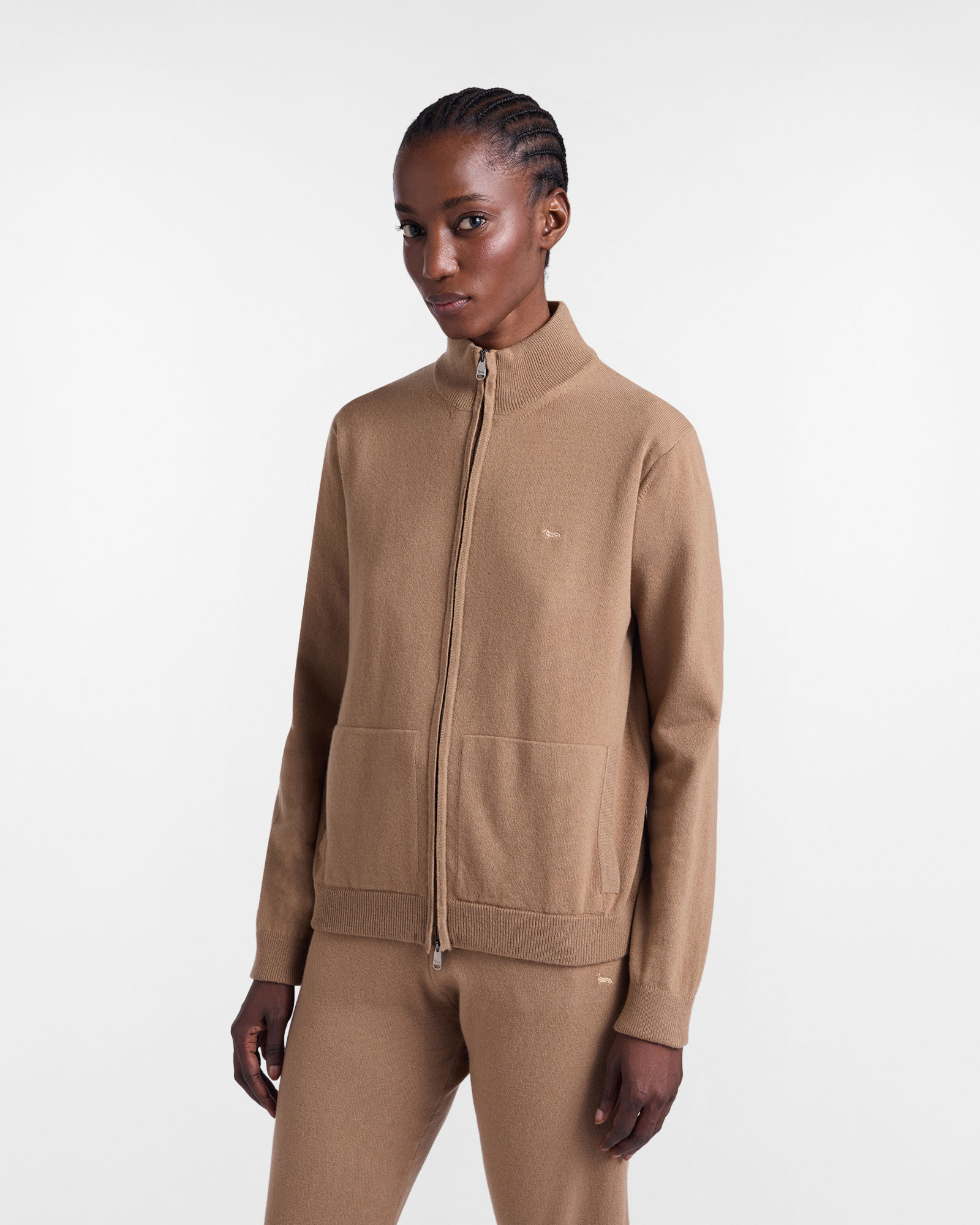 Full Zip Sweater in Wool and Cashmere "Cortina a Colori"