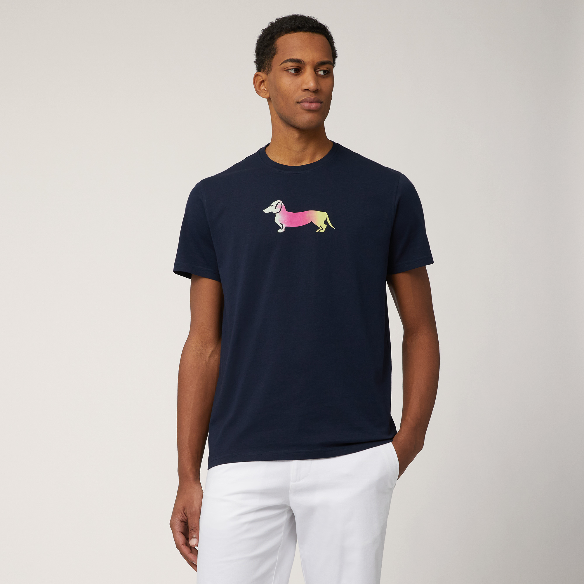 T-Shirt with Maxi Dachshund, Navy Blue, large