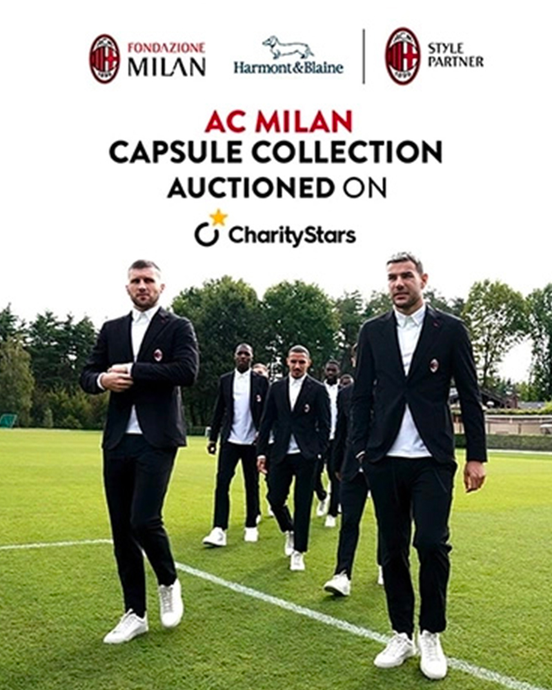 Harmont & Blaine, Official Style Partner of AC Milan, is auctioning the cult pieces of its new Capsule Collection dedicated to the Rossoneri team for charity on charitystars.com.