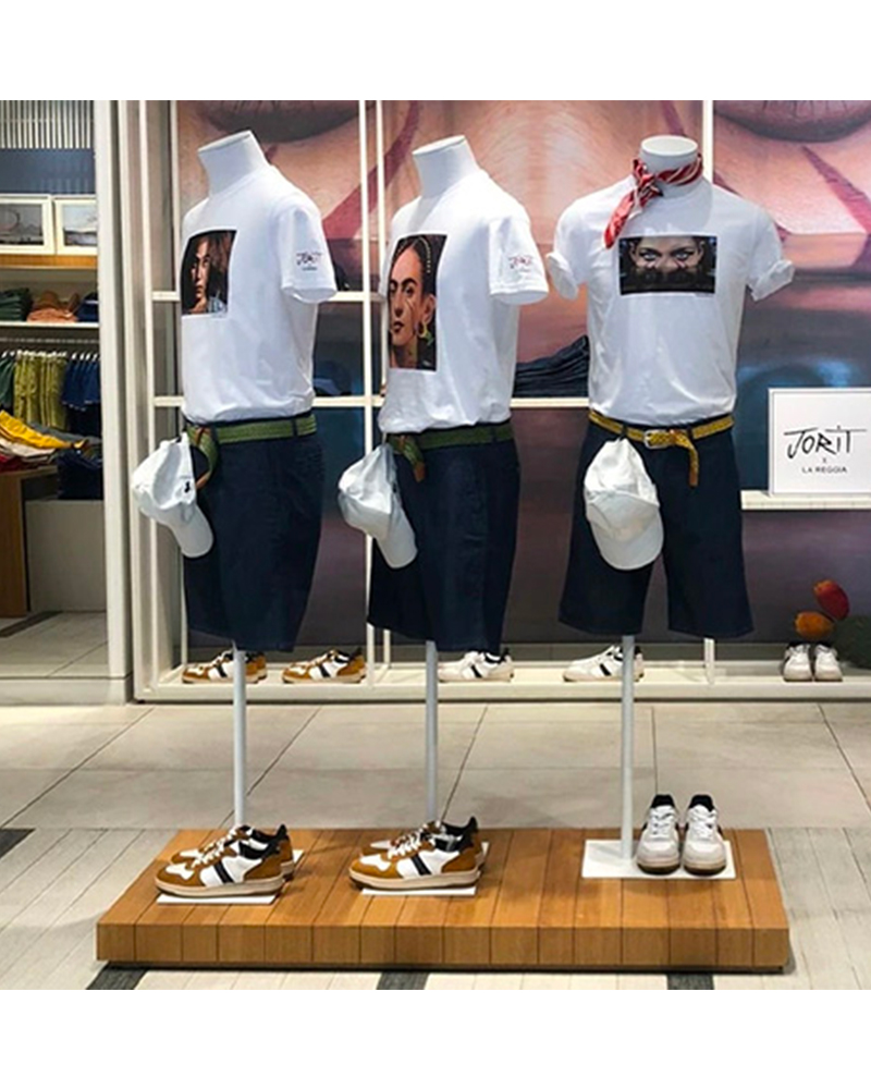 Wearable art: the Human Tribe by Jorit on special-edition T-shirts made exclusively for La Reggia Designer Outlet. These special-edition T-shirts feature three subjects from the world-famous street artist's iconic 'Human Tribe' project.