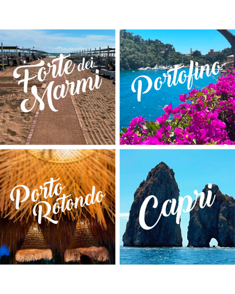 Harmont & Blaine celebrates its Mediterranean roots with exclusive takeovers in four iconic Italian resort destinations - Capri, Forte dei Marmi, Portofino and Porto Rotondo.